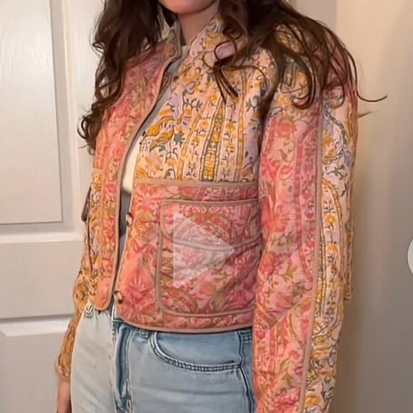 Crop Boxy Quilted Jacket sz M - Picture 5 of 7